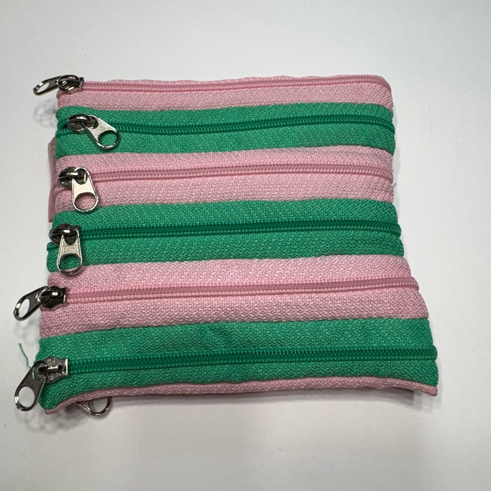 Alan Stuart Pink and Green Zippered Pouch